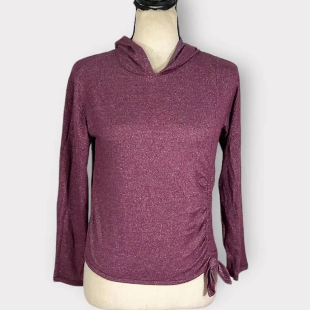 Zella Ruched Side Hoodie Girl Kids' Medium 8/10 Purple Nectar Long Sleeve NWOT